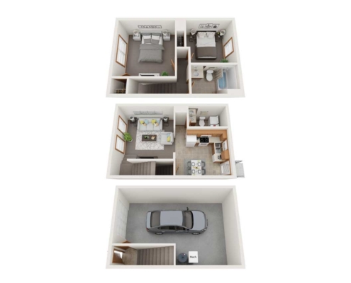 2 Bedroom 1.5 bath floor plan 1,008 sqft